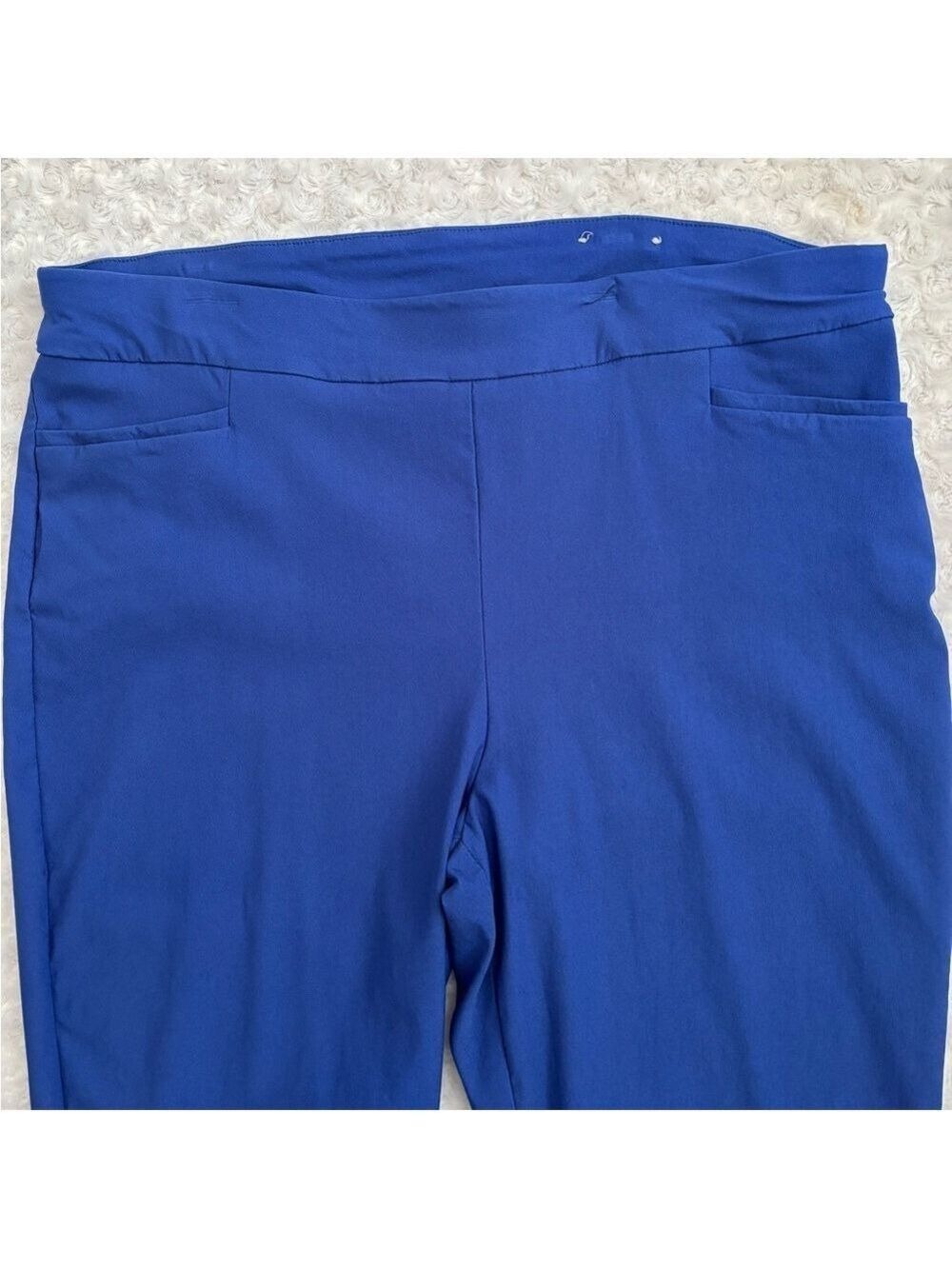 Chico's Royal Blue Cropped Pants Size 16 Lace Trim EUC - Picture 4 of 10